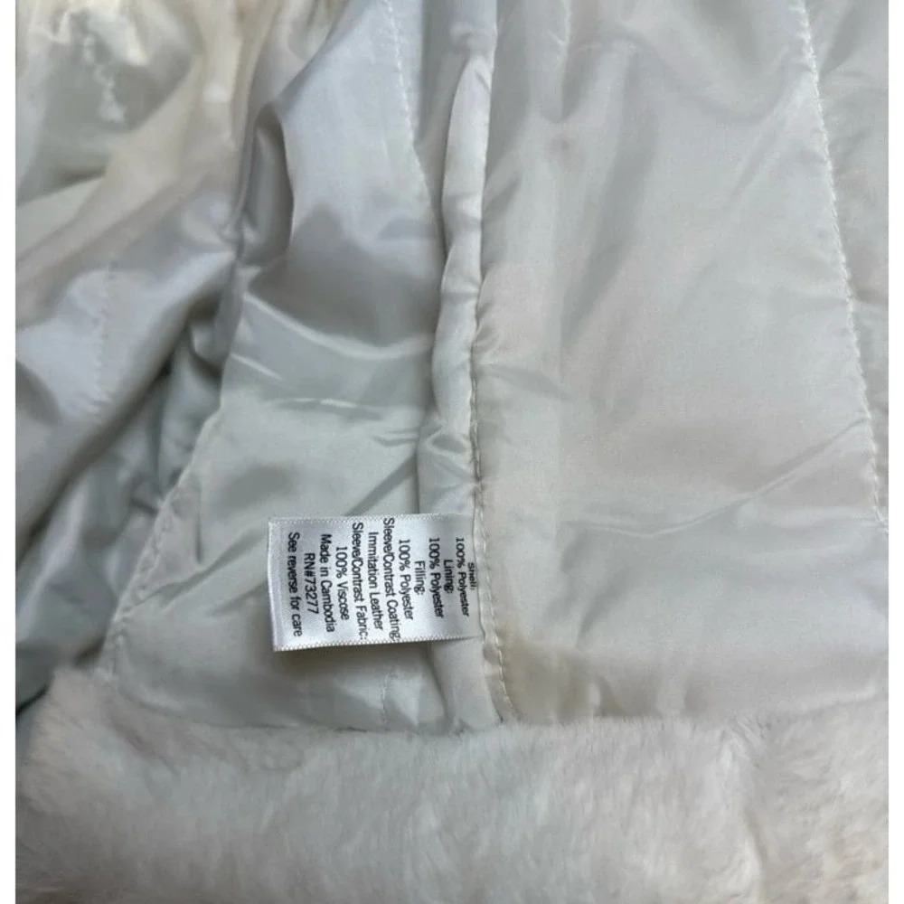 NINE WEST White Faux-Fur Faux Leather Moto Jacket‎